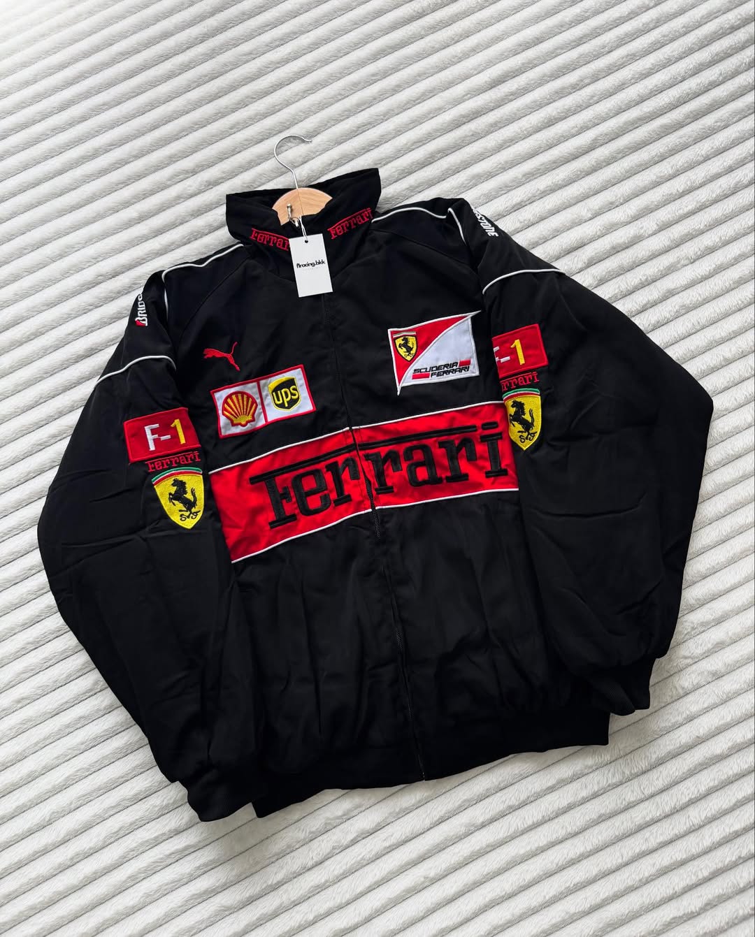 Buy Embroidered Black Ferrari Jacket Online | LZRUS