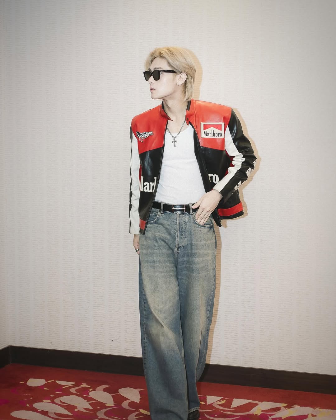 Mens Black Leather Racing Jacket Styled with Streetwear by LZRUS