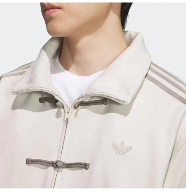 Cream CNY Jacket Mandarin Collar Close-Up – Knot Button Detail | Unisex Cream Chinese New Year Jacket LZRUS
