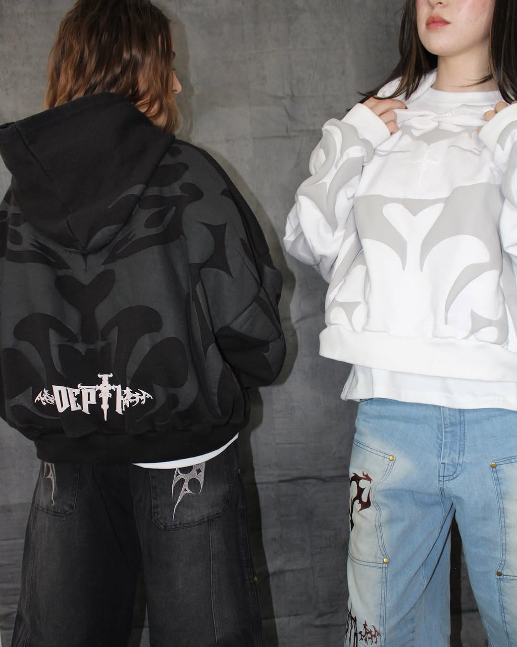 Buy black white hoodie online India – LZRUS Depth hoodie product flat lay