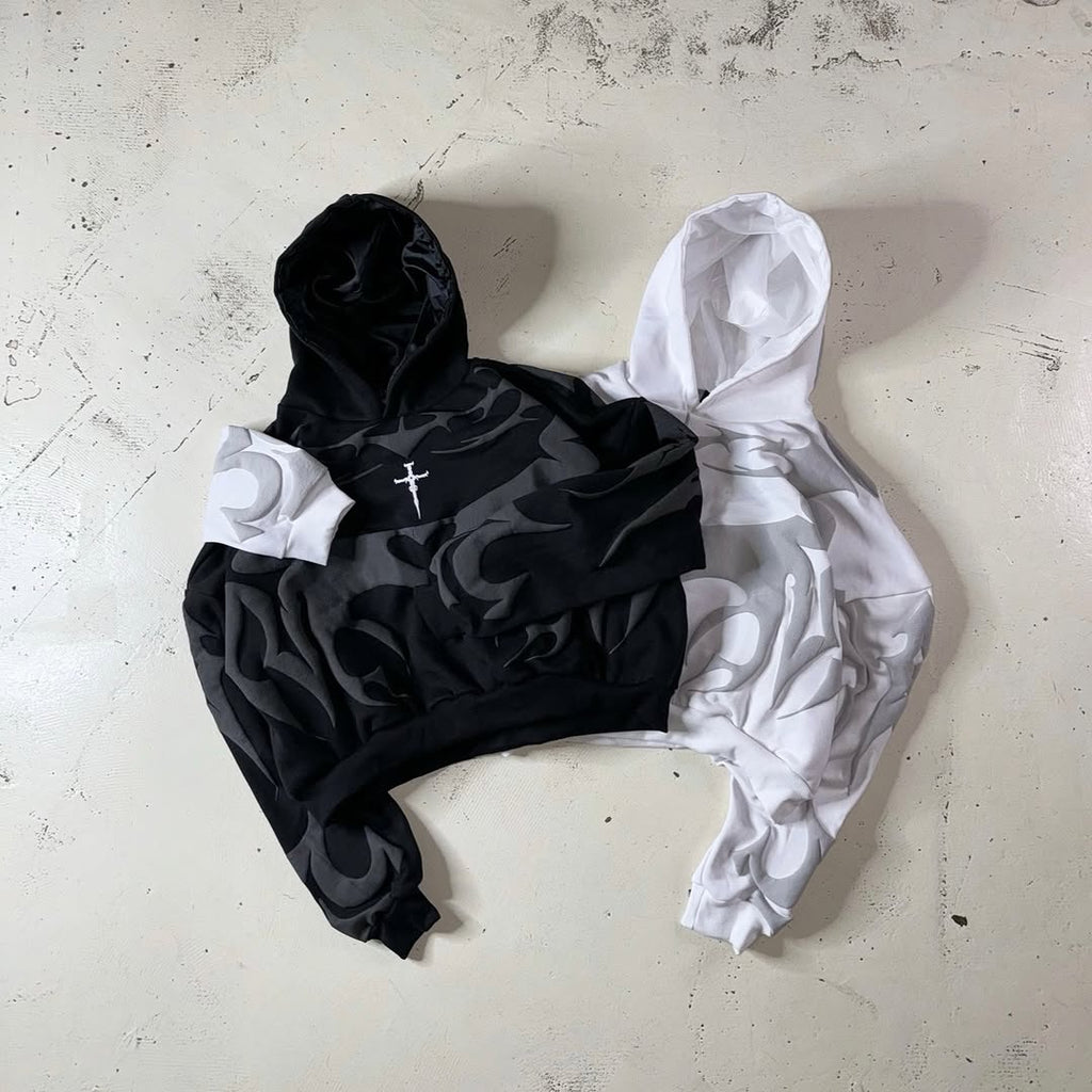 Unisex Depth hoodie black and white hoodie oversized fit