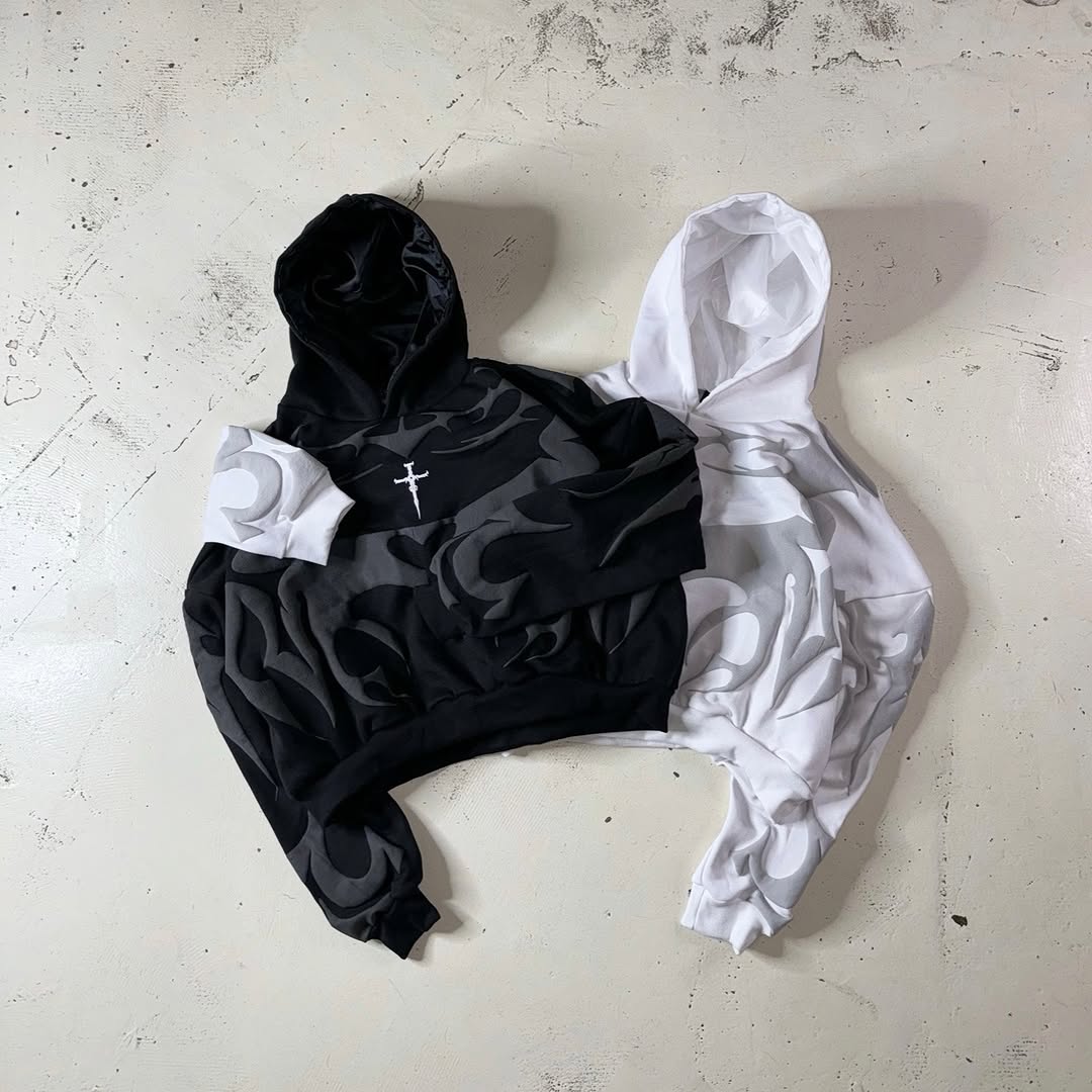 Unisex Depth hoodie black and white hoodie oversized fit