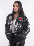 Front view embroidered Jack Daniels jacket women – LZRUS streetwear