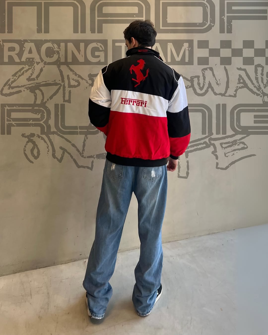 Ferrari F1 printed jacket full back design – LZRUS streetwear India