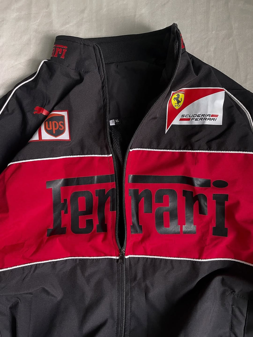 Black Ferrari Printed Jacket Racing Streetwear - LZRUS