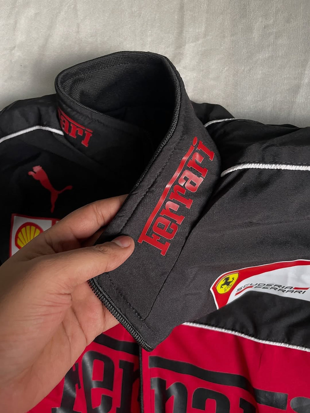 Black Ferrari Printed Jacket Racing Streetwear - LZRUS