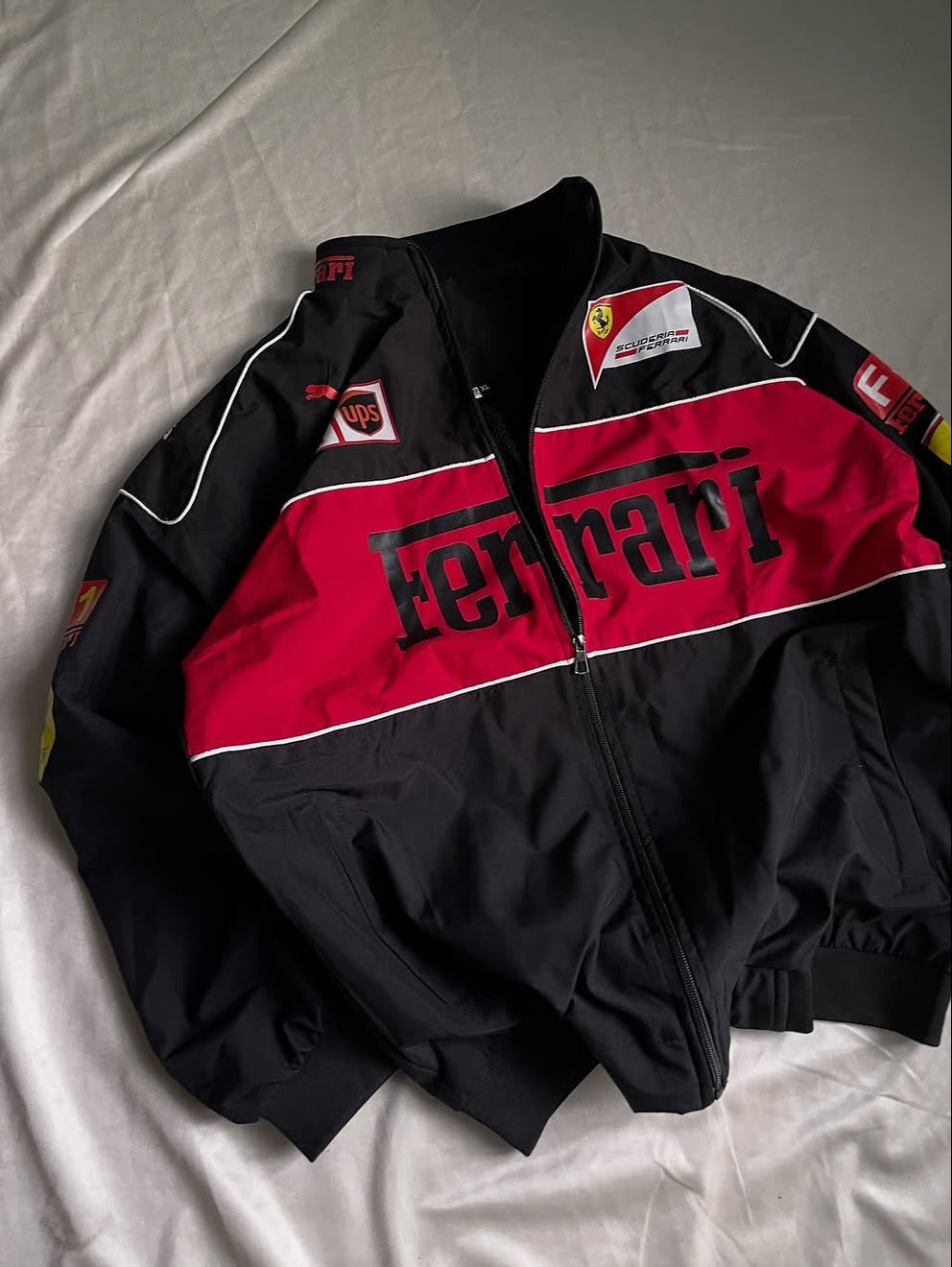 Black Ferrari Printed Jacket Racing Streetwear - LZRUS