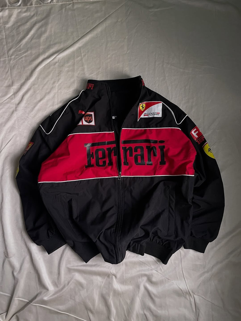 Black Ferrari Printed Jacket Racing Streetwear - LZRUS