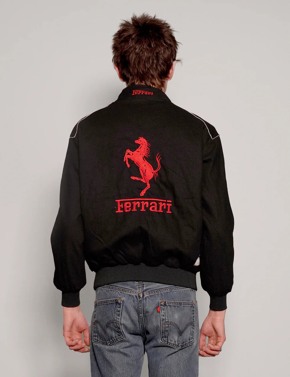 Black Ferrari Printed Jacket Racing Streetwear - LZRUS