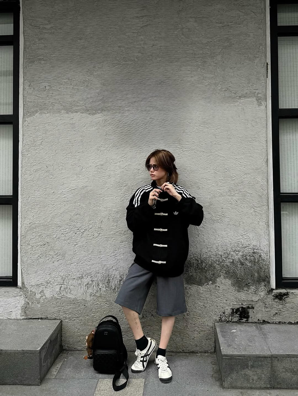 Black CNY Jacket women styling – LZRUS Black Chinese New Year Jacket for women oversized fit | buy Black CNY Jacket online India