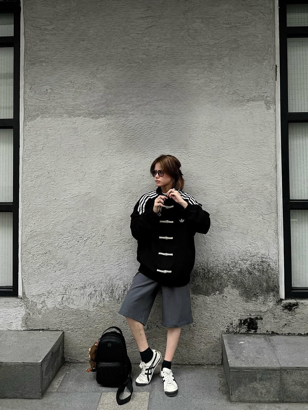 Black CNY Jacket women styling – LZRUS Black Chinese New Year Jacket for women oversized fit | buy Black CNY Jacket online India