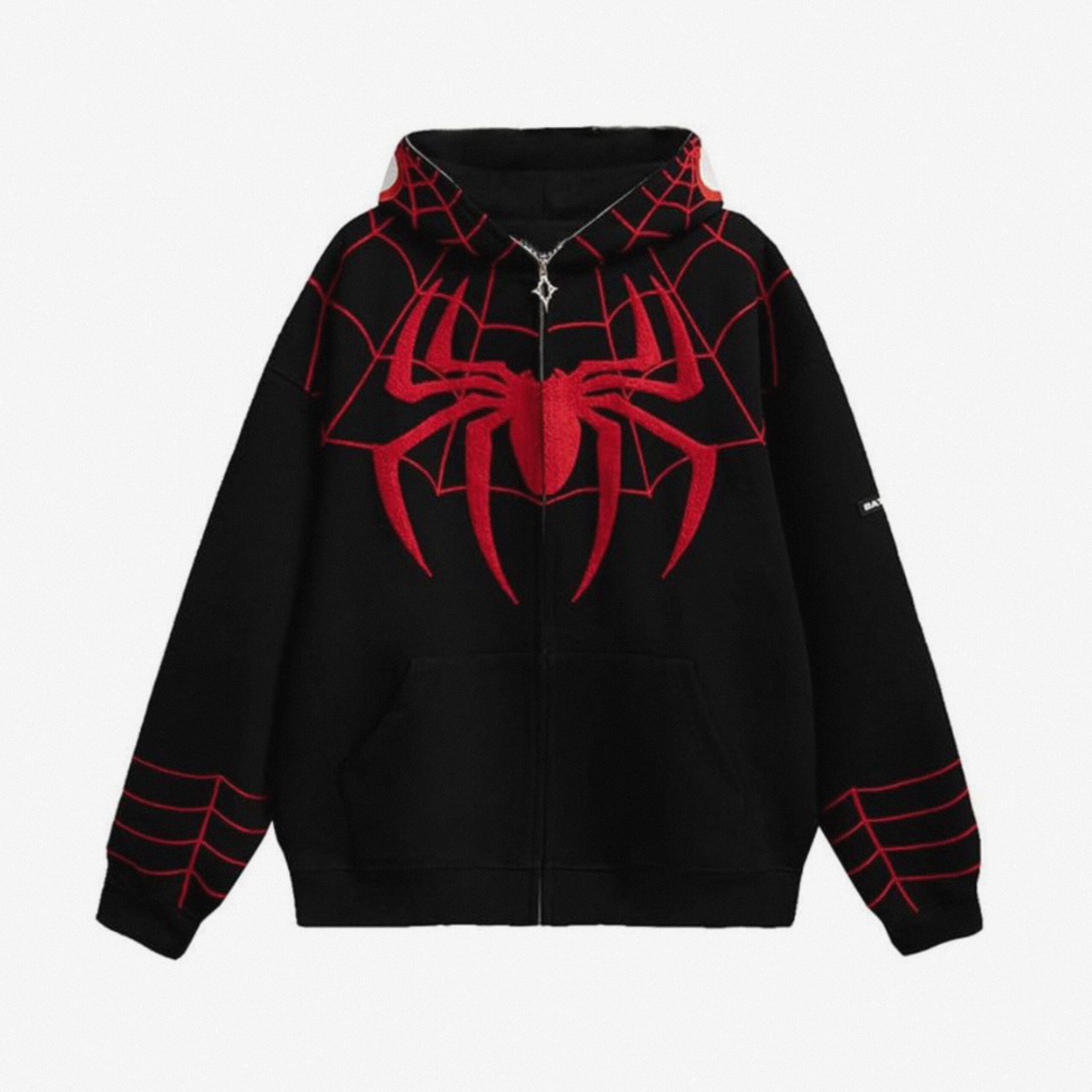 Spider-Man Hoodie Black Zip-Up – Front View by LZRUS