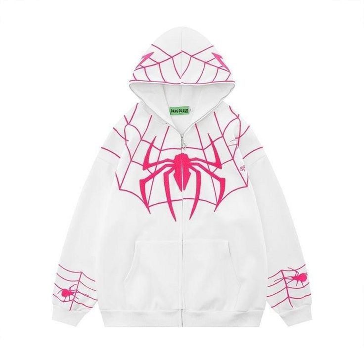 Spider-Man Hoodie White Zip-Up – Front View by LZRUS