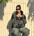Tribal Shadow Depth Hoodie for Women – Front View | LZRUS Streetwear India