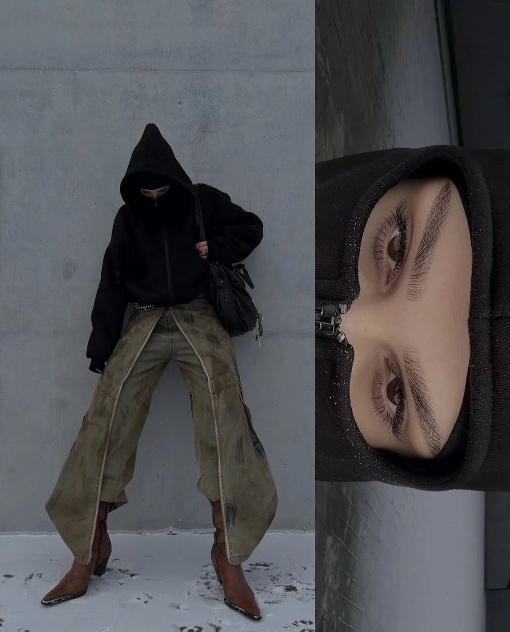 Buy balaclava hoodie India – LZRUS oversized balaclava zip hoodie streetwear full outfit buy online