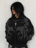 Front view of LZRUS Depth Hoodie – black oversized streetwear pullover